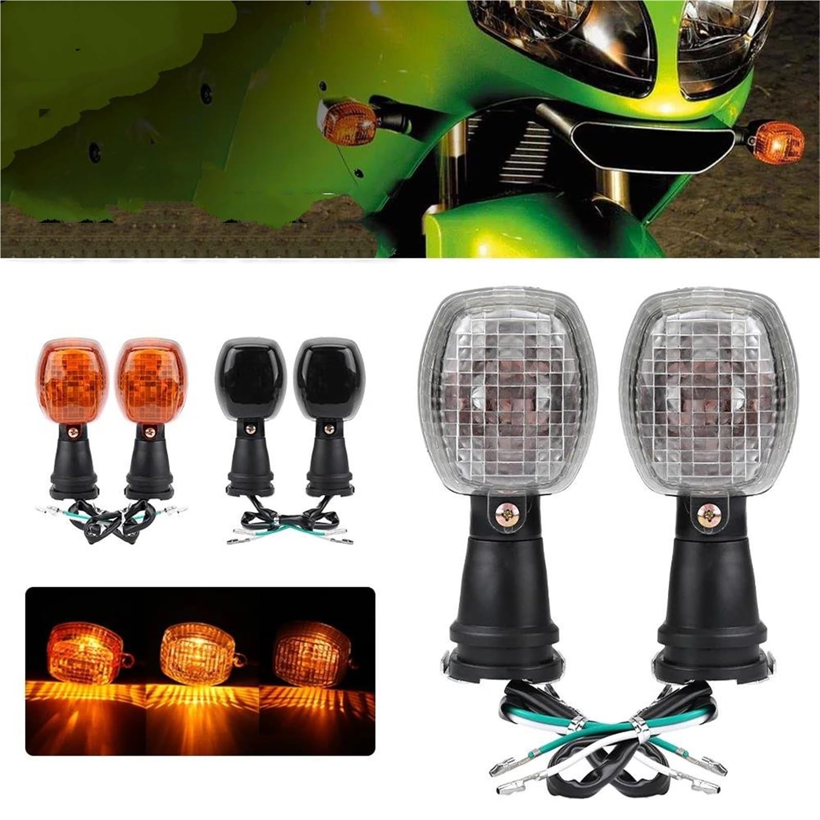 Indicatore Luce Indicatori Di Direzione A LED Anteriori Per Moto Per Per NINJA 250R 500R Per GPZ 500/S 1100 Componenti Per Lampade Indicatori Direzione Frecce Moto