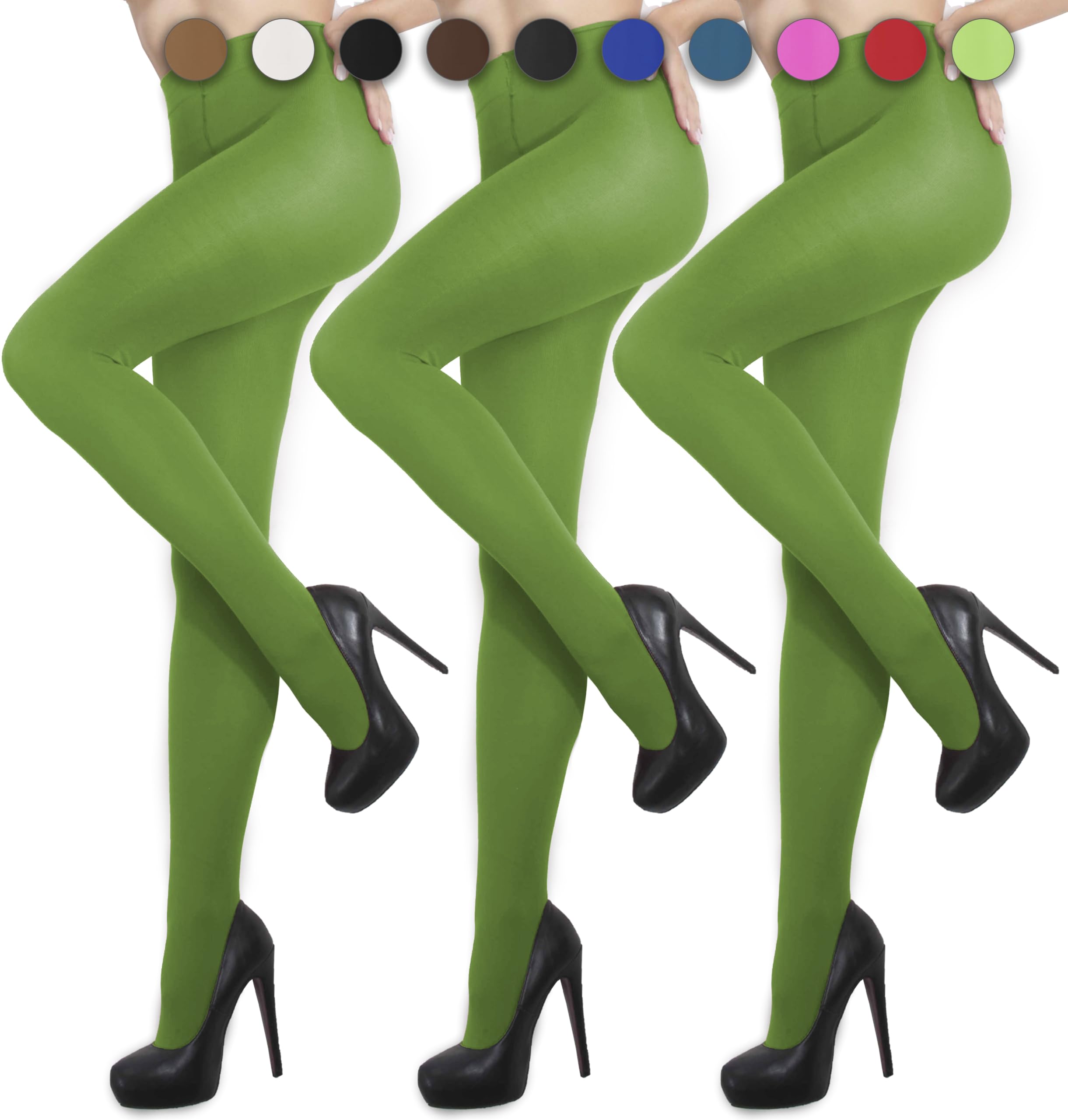 sesto senso dames panty 3-pack 40 DEN Kleurrijke ondoorzichtige microvezel, L