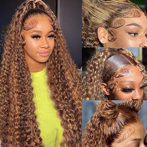 13x6 Highlight Deep Wave Lace Front Wigs Ombre 4/27 Highlight