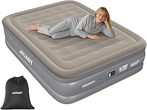 ADABT Luxury King Inflatable Air Mattress | Air Bed with Built-in Electric Pump & Flocked Surface | Self-Inflation Blow up bed | Puncture Resistant Air Bed for Home Camping Guests 203x152x46cm