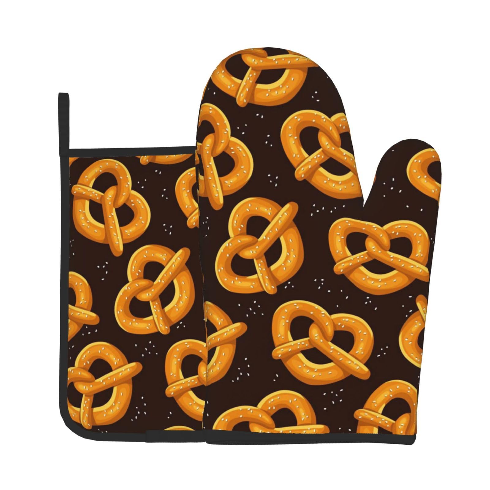 Cartoon Pretzel，Oven Mitts and Pot Holders Sets, Kitchen Heat Resistant Oven Golves