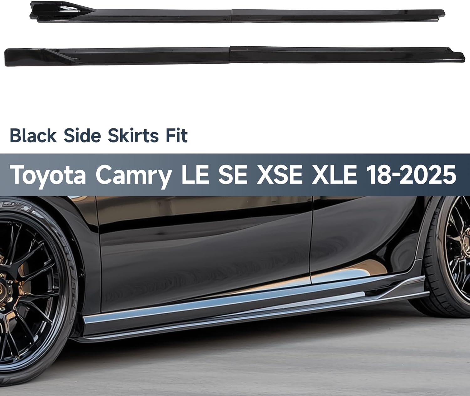 Yofer V1 Gloss Black Side Skirt Extension for Toyota Camry LE SE XSE XLE, 2018-2025 Compatible