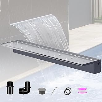 LONGRUNNEW Pond Waterfall Blade Kit, 90cm Acrylic Pool Fountain with Accessories, Width 20cm Spillway Water Feature Waterfall Cascade for Garden Patio Pond Decoration