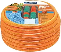 Mangueira Super Flex Tramontina Com Engates Rosqueados E Esguicho Em Pvc Laranja 20 M
