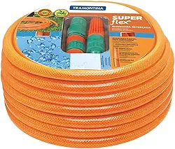 Mangueira Super Flex Tramontina Com Engates Rosqueados E Esguicho Em Pvc Laranja 20 M