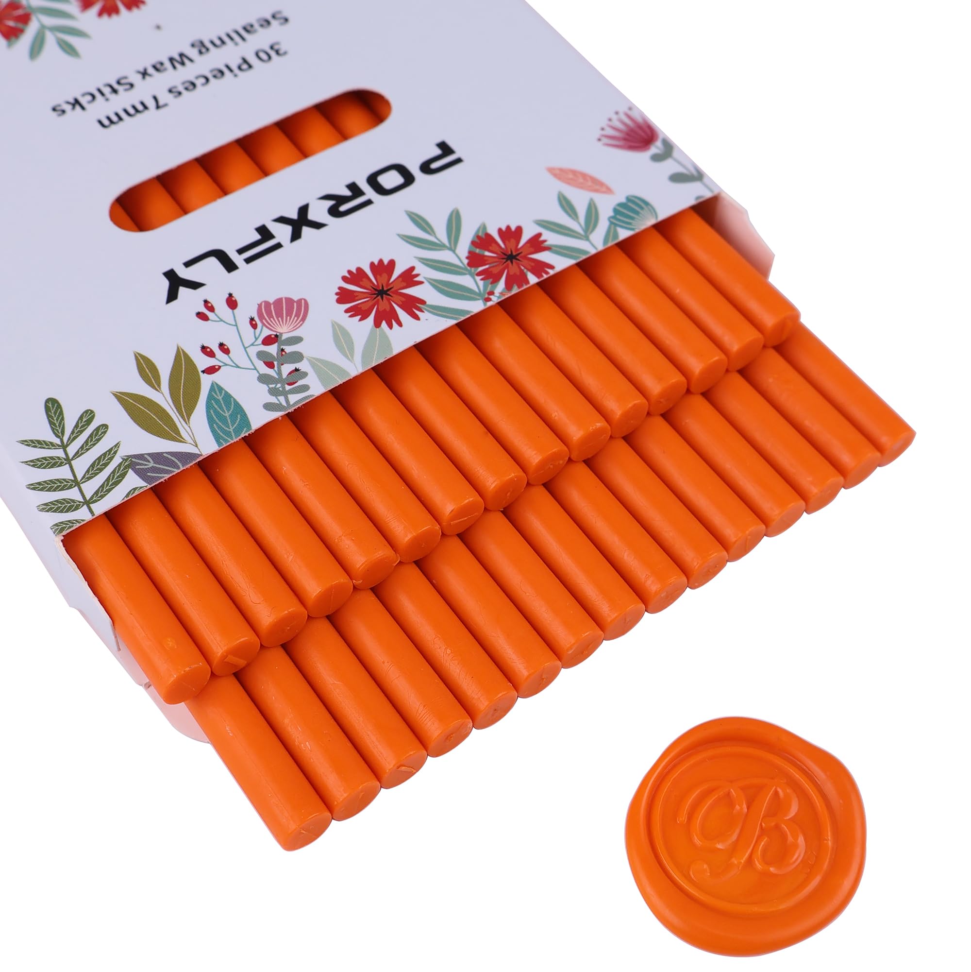 30 Pieces 7mm Sealing Wax Sticks for Glue Gun,PORXFLY Mini Wax Seal Sticks Great for Seals Stamp,Cards Envelopes,Wedding Invitations,Gift Wrapping,Wine Packages (Orange Yellow)