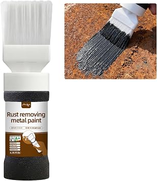 Black Touch Up Paint for Metal,2-in-1 Rust Converter,6.35 Fl oz | Rust-preventive coatings for metal surfaces,Surface repair and coloring,Quick-drying formula,Built-in brush head