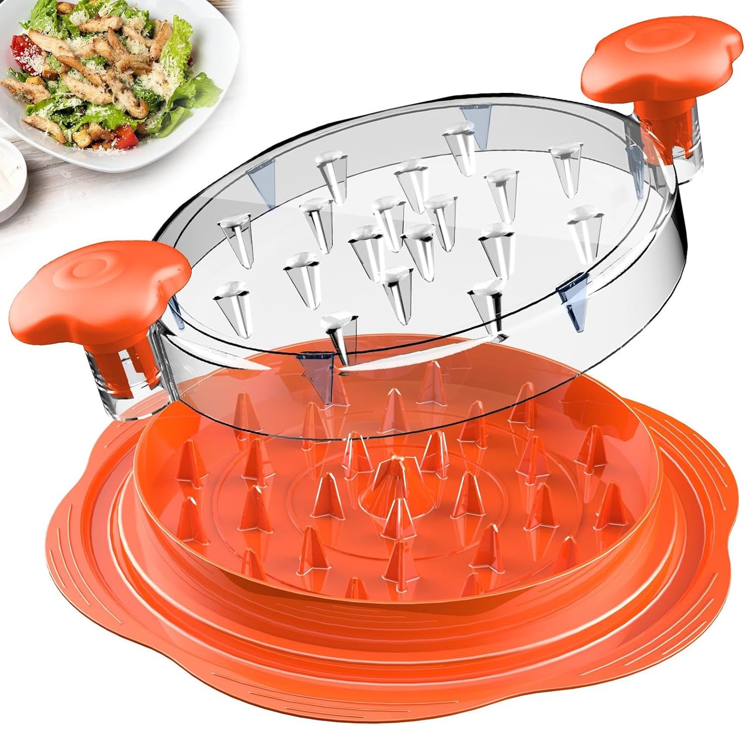 salipt Chicken Shredder Large Chicken Breast Shredder Tool Twist with Brush&Fork, Visible Meat Shredder Machine, Anti-Slip Strip, Ergonomic Handle, BPA Free, Pork Beef Chicken