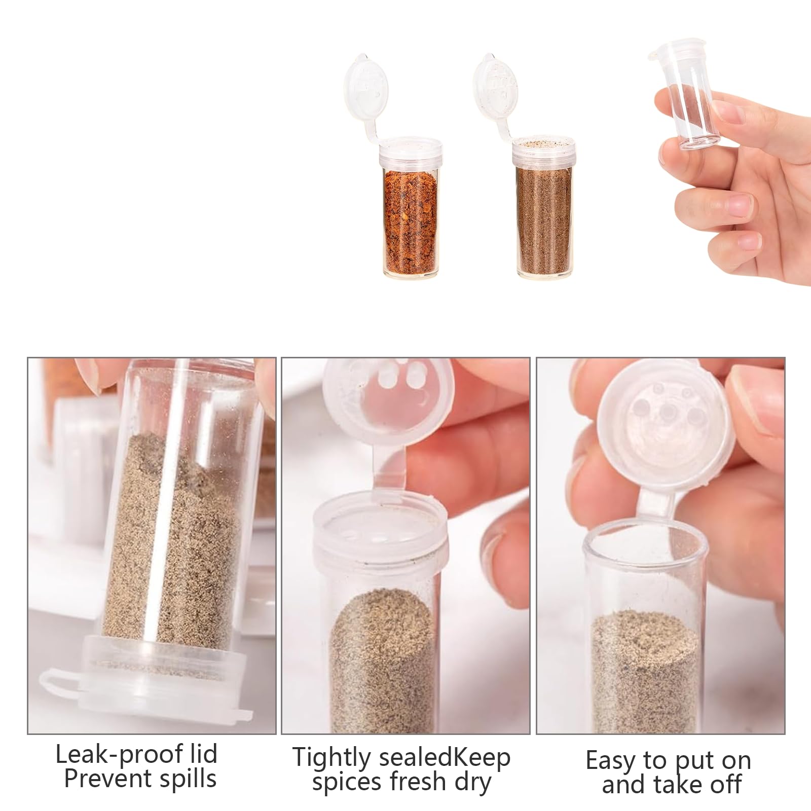 Joyeee Kit di spezie da campeggio vuoto, in plastica sicura, in PET, 3 bottiglie per spezie liquide da 76,5 g e 3 mini barattoli per spezie da 93,6 g, con borsa da