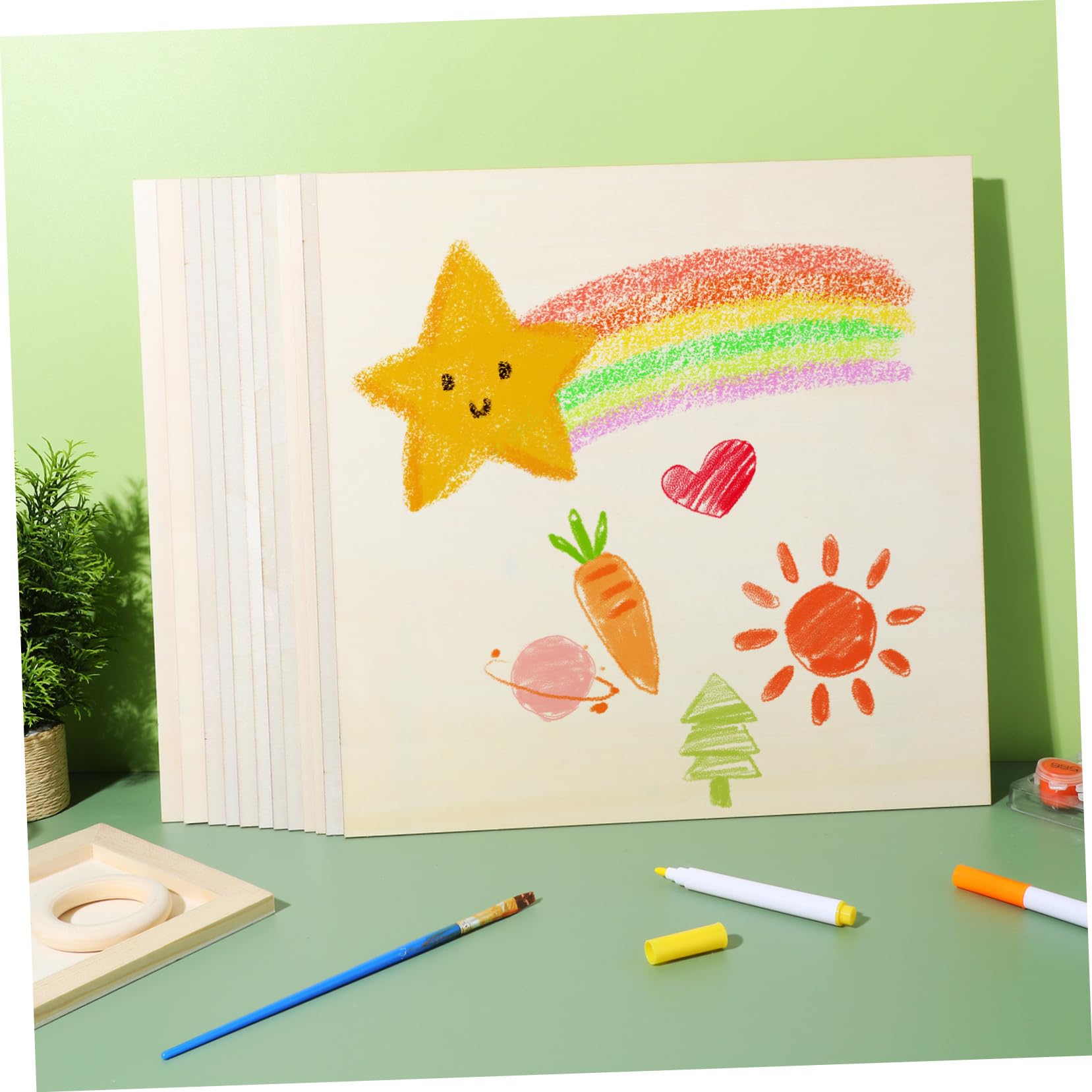 12 Pezzi Quadrati in Legno per Hobby Creativi e Decorazioni