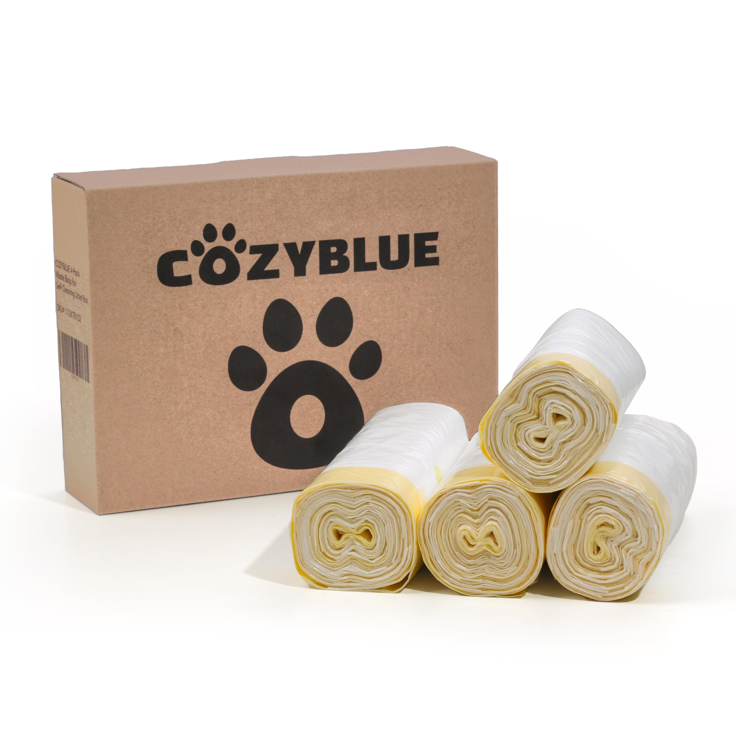 COZYBLUE 4-PACK Cat Litter Box Drawer Liners | Waste Bags | 80 Bags Total | Large | Unscented | 23.62 in x 22.24 in