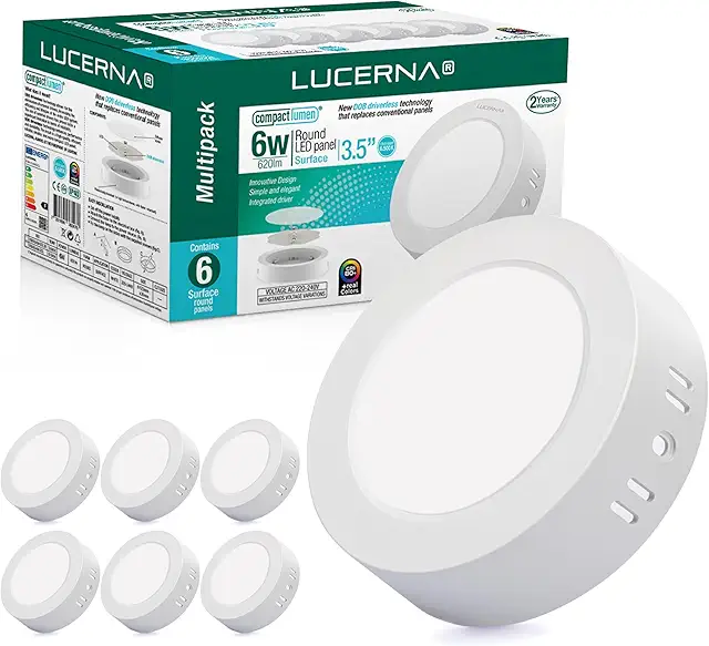 Pack de 6 Plafones LED Superficie 6W Blanco Frío - Lucerna