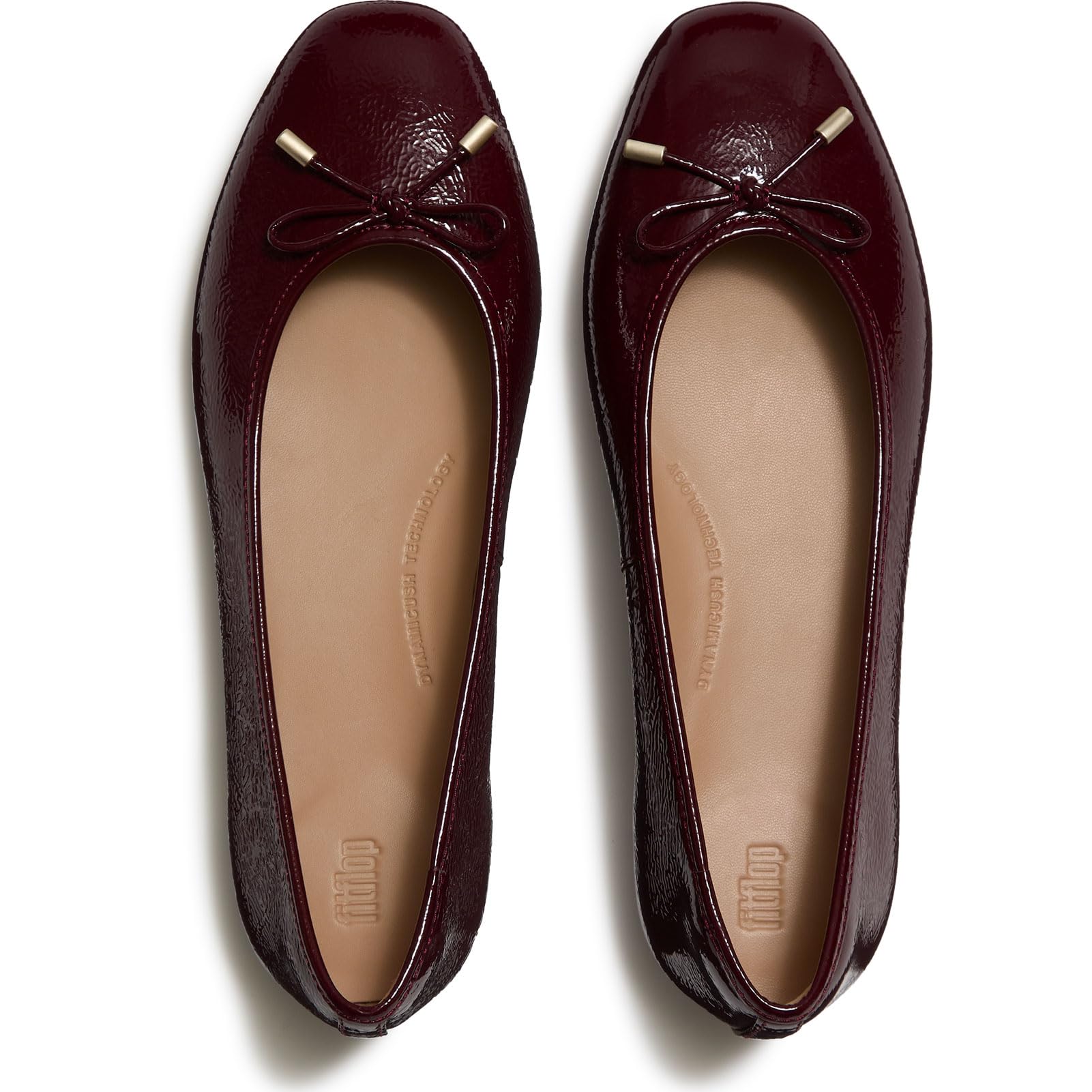 FitFlop Ballerine Delicato in Pelle Verniciata Texture Fiocco