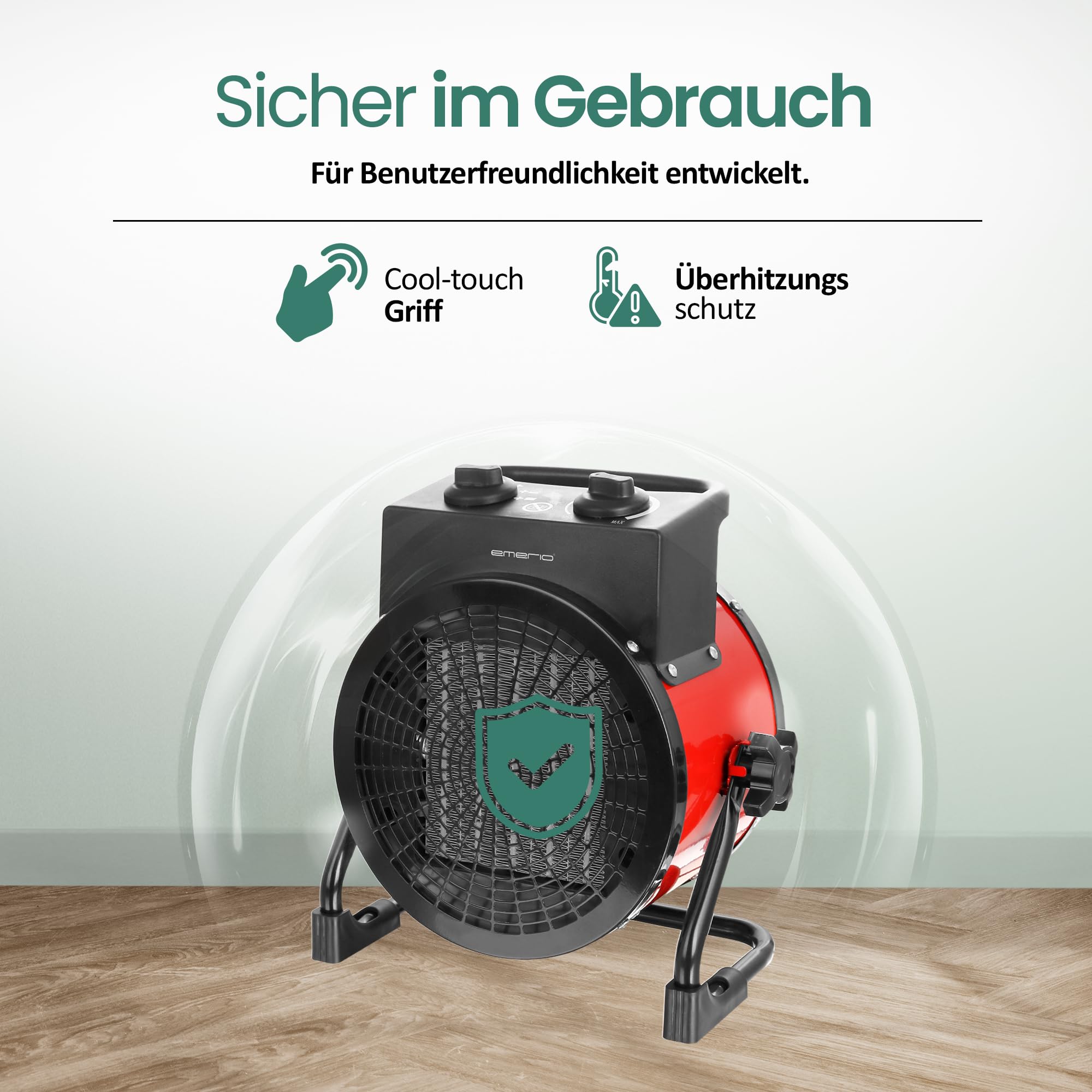 EMERIO - Radiateur soufflant Power 3000 W - Chauffage céramique - Chauffage électrique Turbo avec protection contre la surchauffe - Puissant - 2 niveaux de chauffage - Pour chantier, maison, atelier,