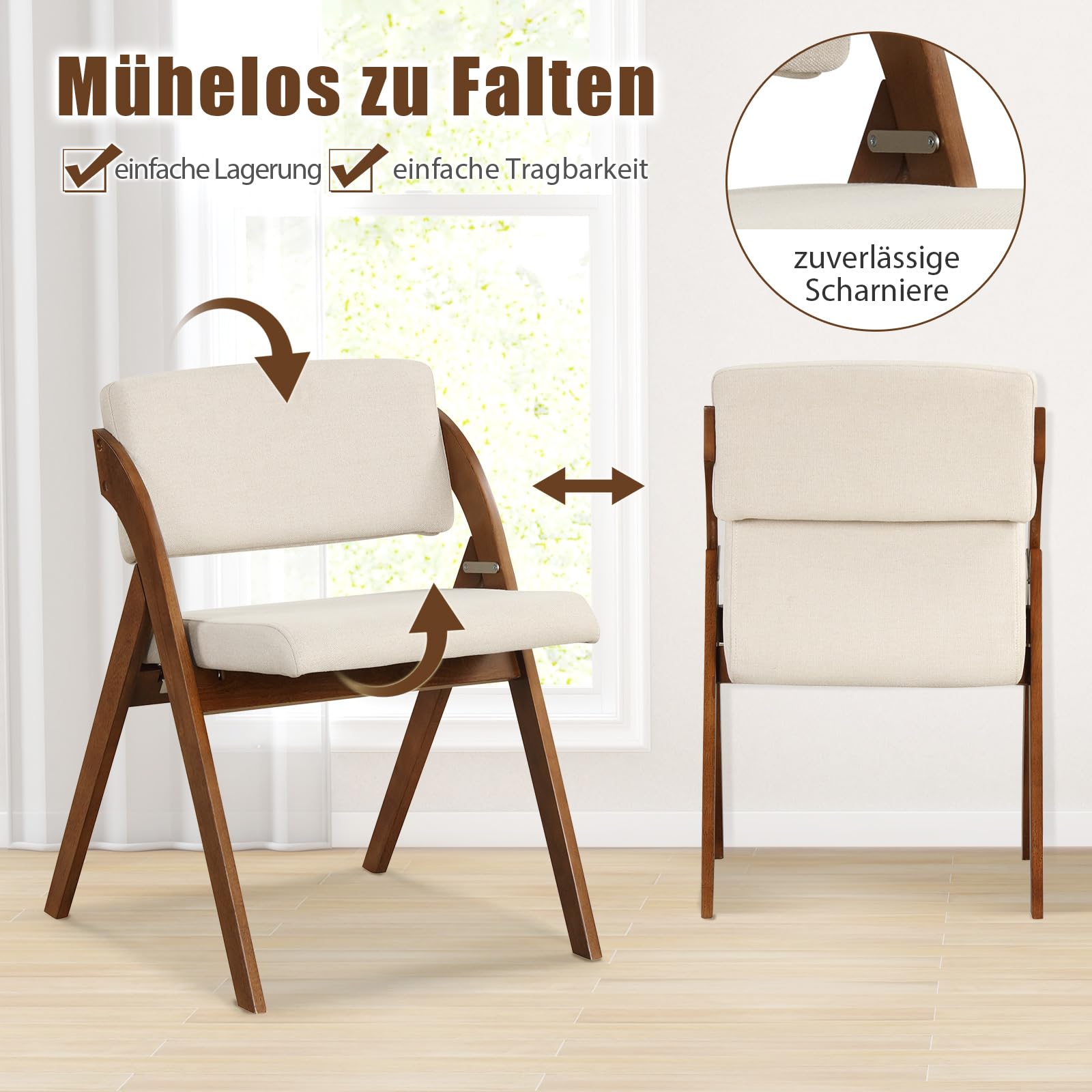 Set van 2 eetkamerstoelen Keukenstoel Latina stoel, LEER ~ crème, donkere poten
