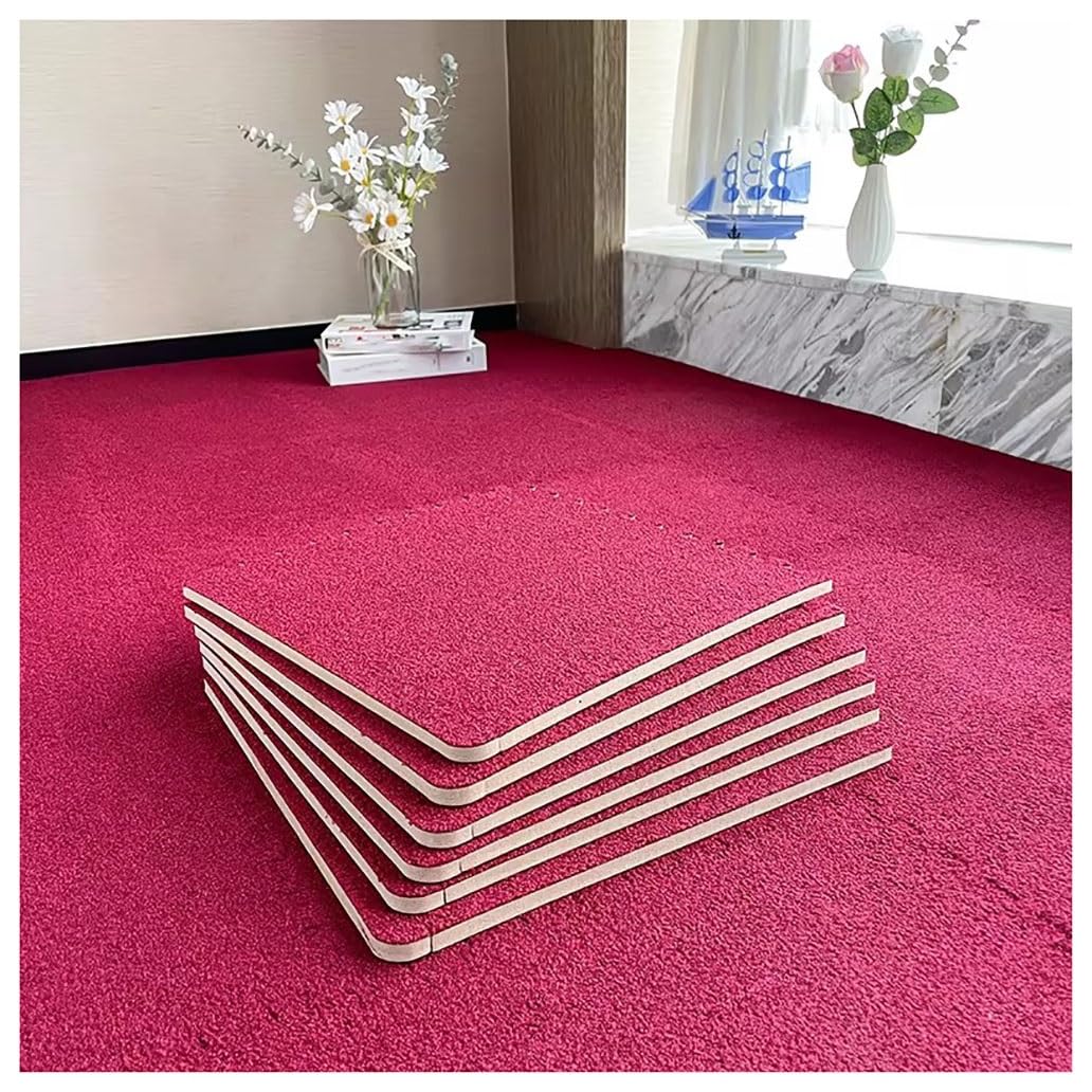 Short-pile Interlocking Carpet Tiles Thin Foam Interlocking Floor Mats Soft Comfort Solid Colored Puzzle Mat Floor Mats Four Seasons Interlocking Mat(Burgundy,20pcs)