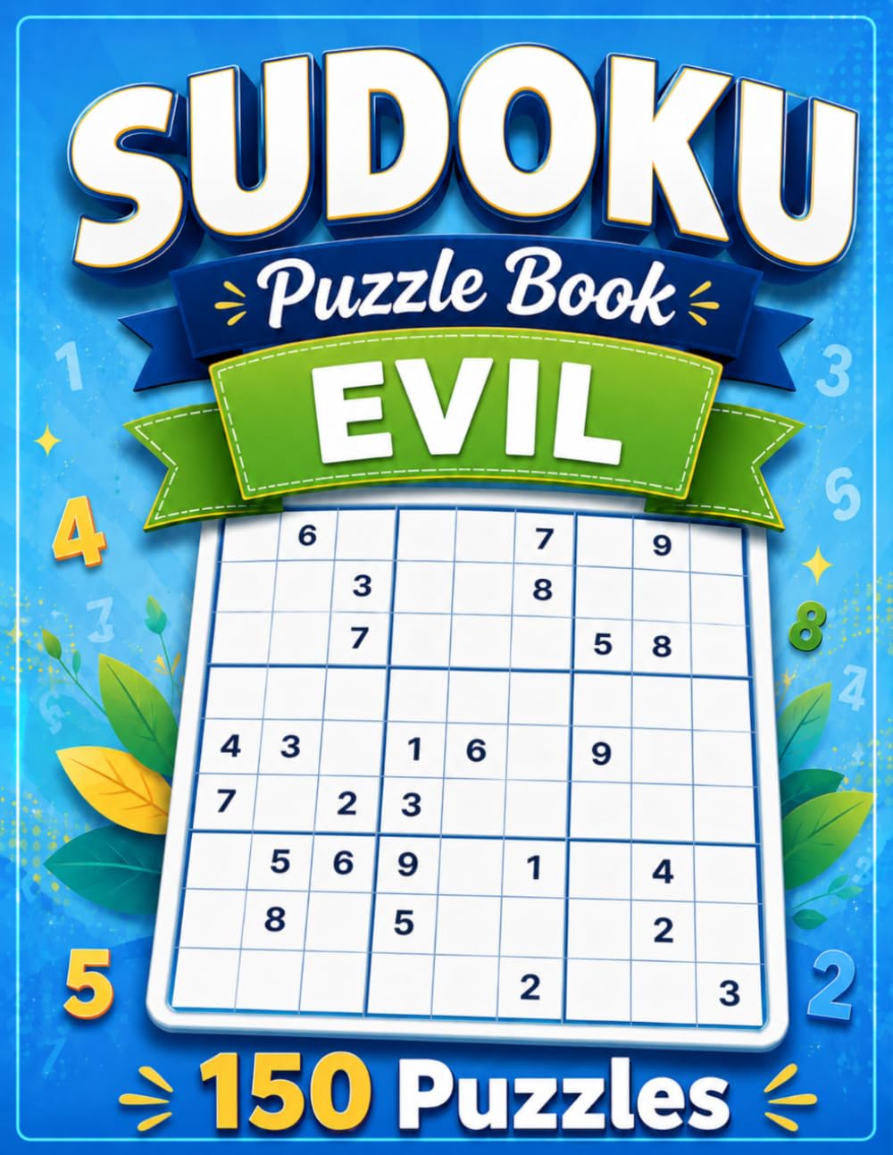 Evil Sudoku Puzzle Book: 150 Diabolical Brain Games for Adults and Seniors with Full Solutions (Six Levels of Sudoku)