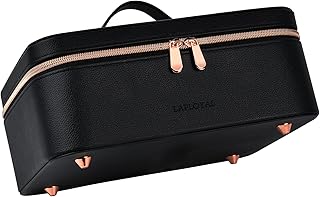 Large Makeup Travel Organizer Bag Leather Cosmetic Train Case with Adjustable Dividers Portable Artist Storage Bag for Cos...