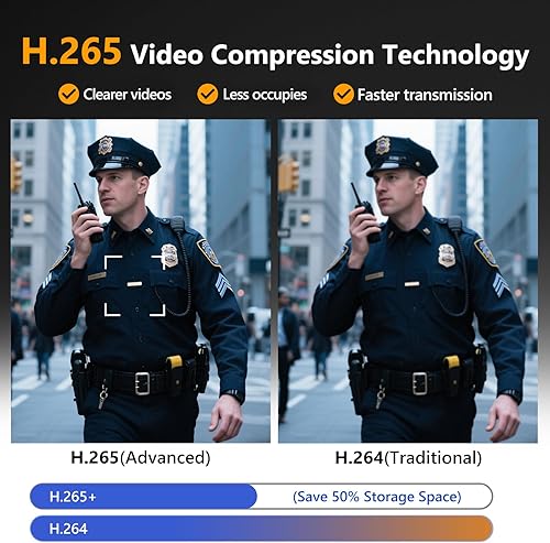 Miniatura 6 de CAMMHD V8-256GB Cámara Corporal 4K con Grabación de Audio y Video, Cámara Corporal 2160P Dos Baterías 4400mAh Funciona 14H, Grabadora de Video