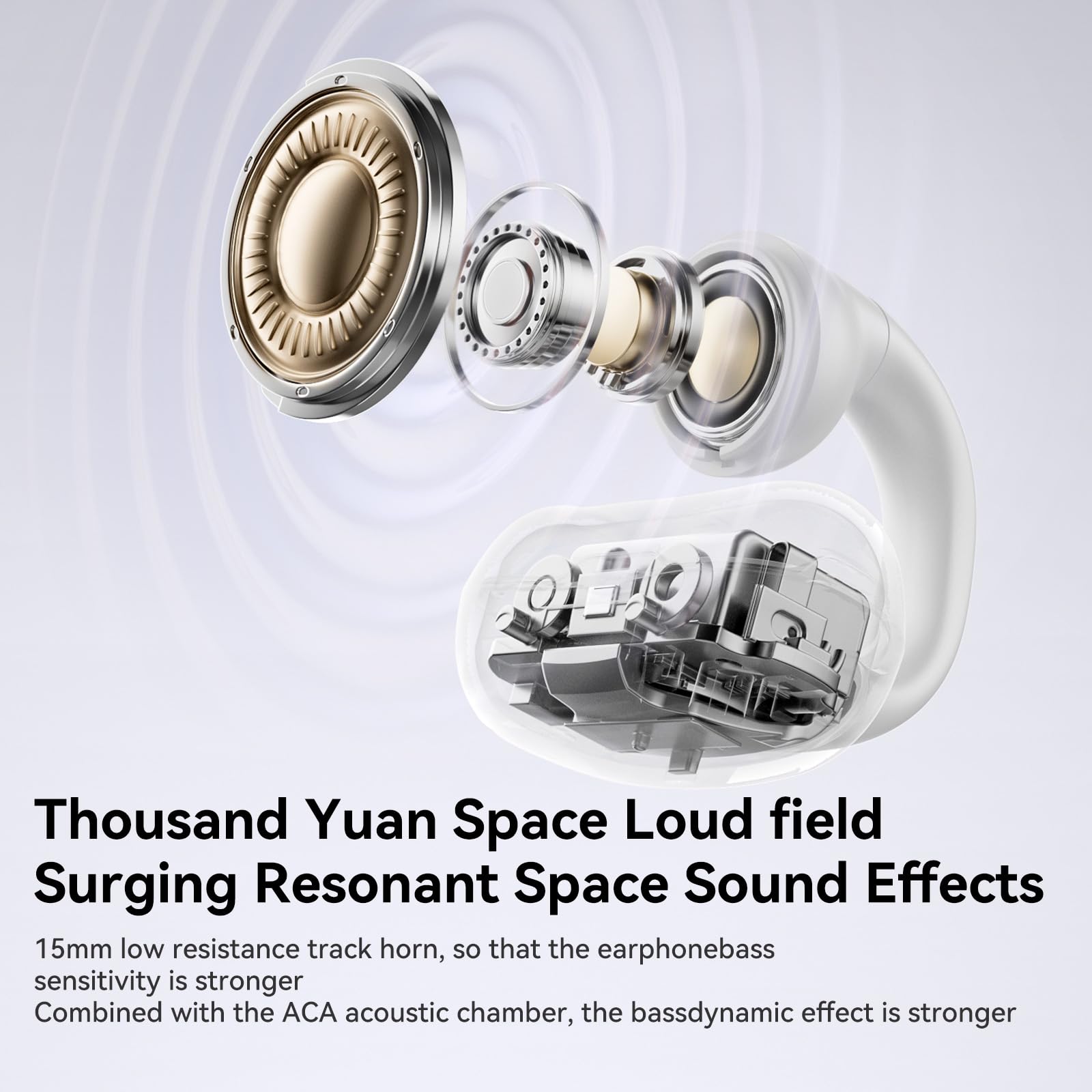 SANAG Z50PRO Sport Cuffie Bluetooth Clip Orecchio, Open Ear Auricolari 36 Ore Bluetooth 5.3 Impermeabili compatibili con iPhone/Samsung Phone per Uomini, Donne-White