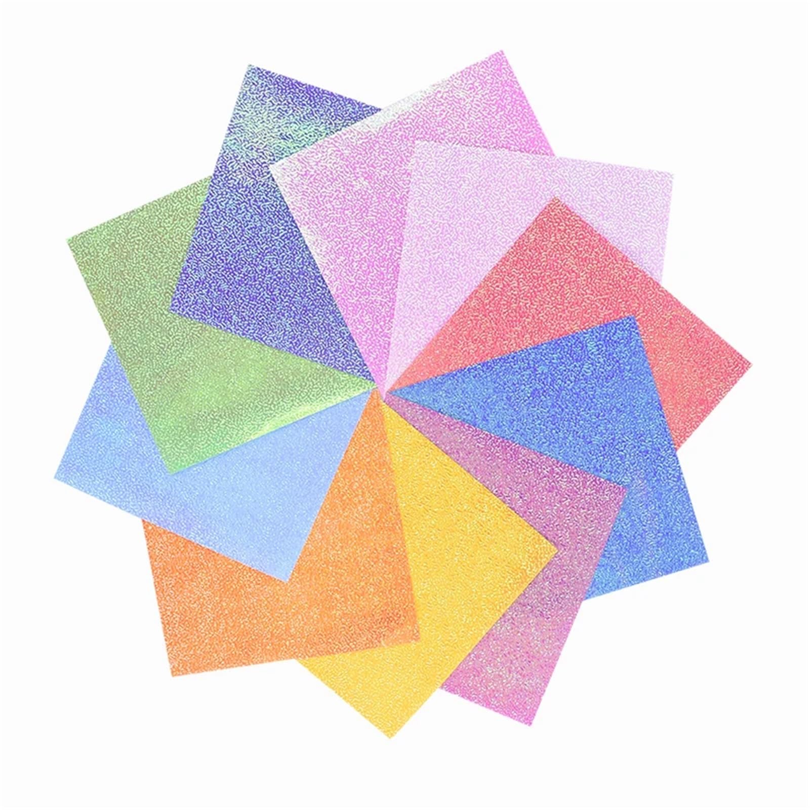 Świecący magazyn kart, 100 szt. papieru origami perłowego brokatu wielokolorowego w różnych rozmiarach(15x15CM)