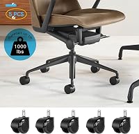 KuYaTioo 5,1 cm-es Fekete Csendes Görgők Irodai Székhez - Bútor Kerék Csere Szett 5 db, 150 kg Teherbírás, Univerzális Forgószék Kiegészítő 2
