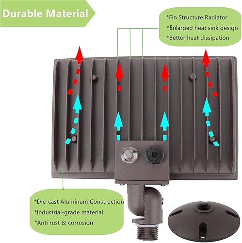 Miniatura 6 de Paquete de 2 luces LED de 60 W para exteriores con montaje en nudillos de 12 pulgada (placa incluida), 5000 K, 7800 lúmenes, 120 V, ETL impermeable,