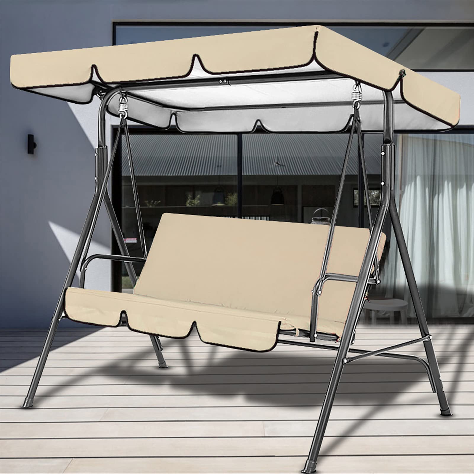 Copertura per amaca da giardino sostitutiva per altalena da patio, copertura superiore di ricambio per altalena Oxford 210D impermeabile, coperture per mobili a 2-3 posti per altalena da giardino al