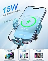 Vista 3 de CHGeek 15W Carga rápida Auto Sujeción Cargador de coche Soporte de teléfono Teléfono (Cyan)
