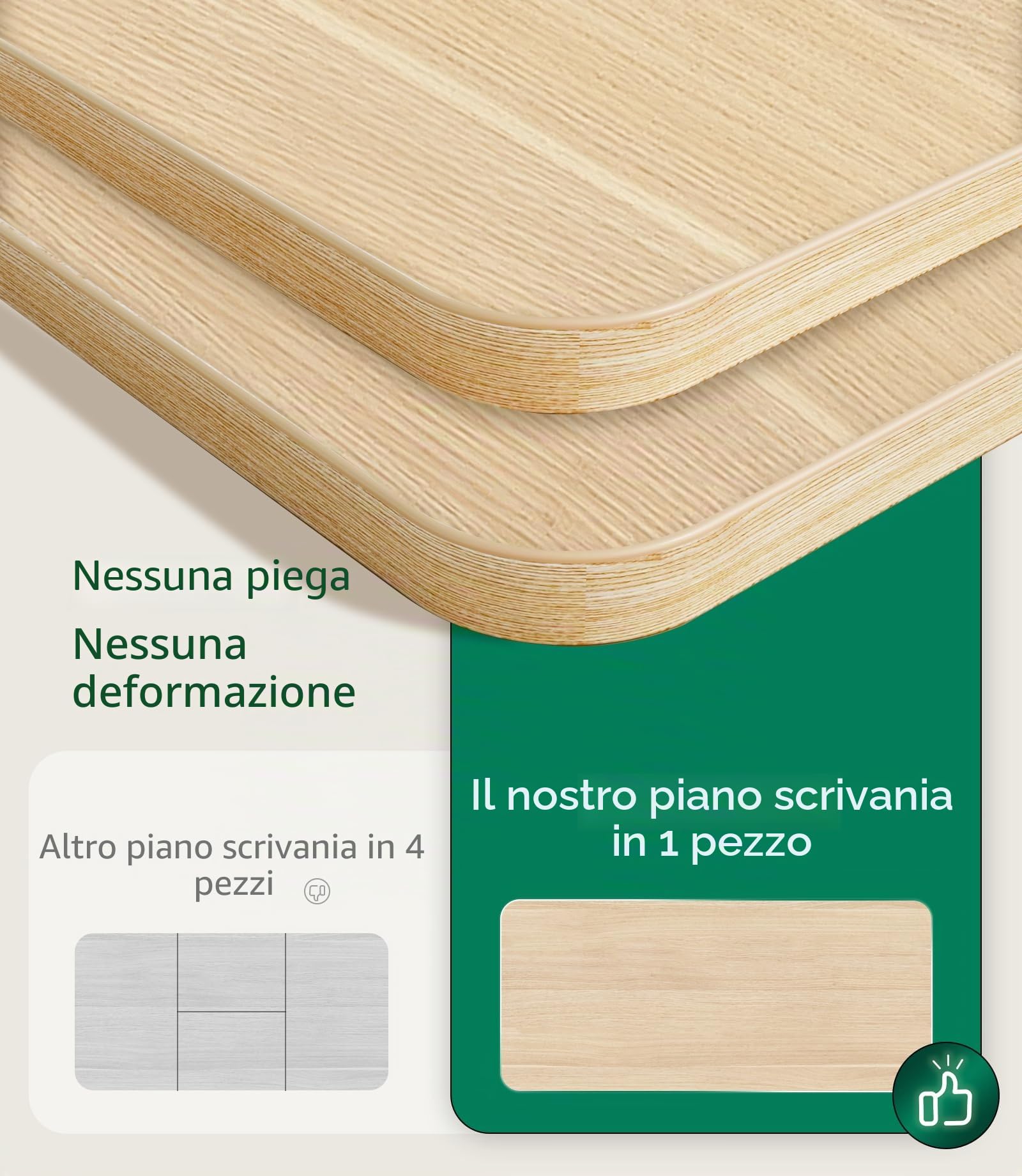 MAIDeSITe Piano da tavolo 140x70 cm con Spessore 25 mm - Piano da Tavolo Stabile per il DIY - Perfetto per Scrivanie Regolabili in Altezza (Casa e Ufficio)
