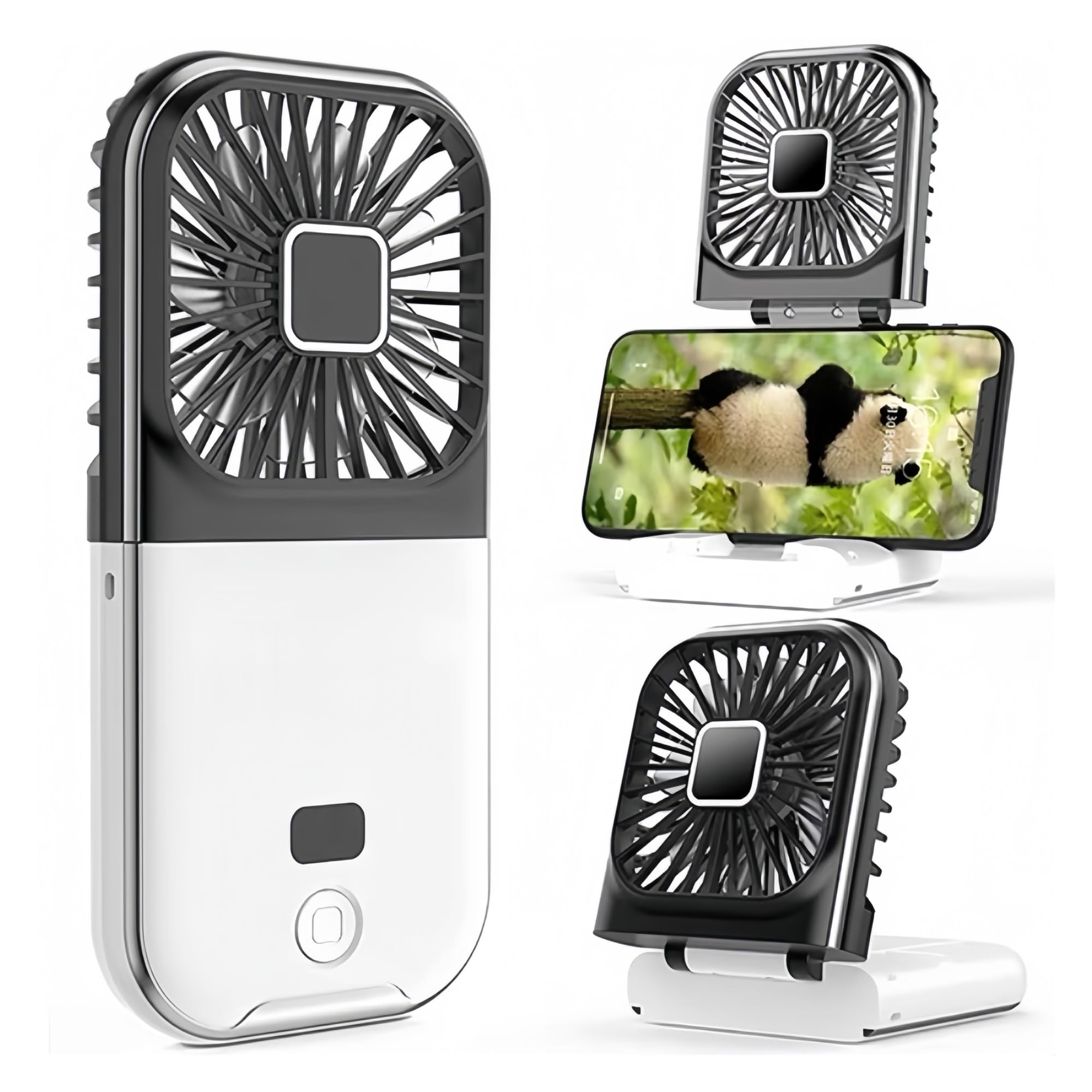Generico Ventilatore portatile portatile for esterni | Appeso al collo, velocità regolabile, pieghevole, ricarica USB, compatto, leggero(Pink)