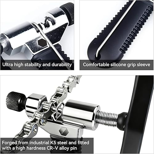 Miniatura 3 de Rompacadenas de bicicleta, herramienta universal para romper cadenas de bicicleta de carretera y montaña con gancho de cadena, herramientas de