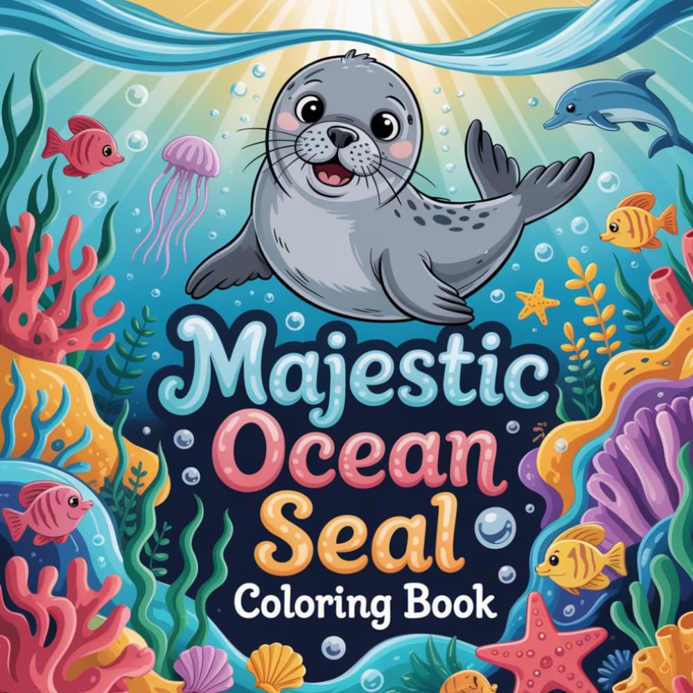 Majestic Ocean Seal Coloring Book: seal wild animal relaxation women coloring book, seal marine mammal stress relief kids book, seal ocean creature ... seal pup relaxation adults color book simple