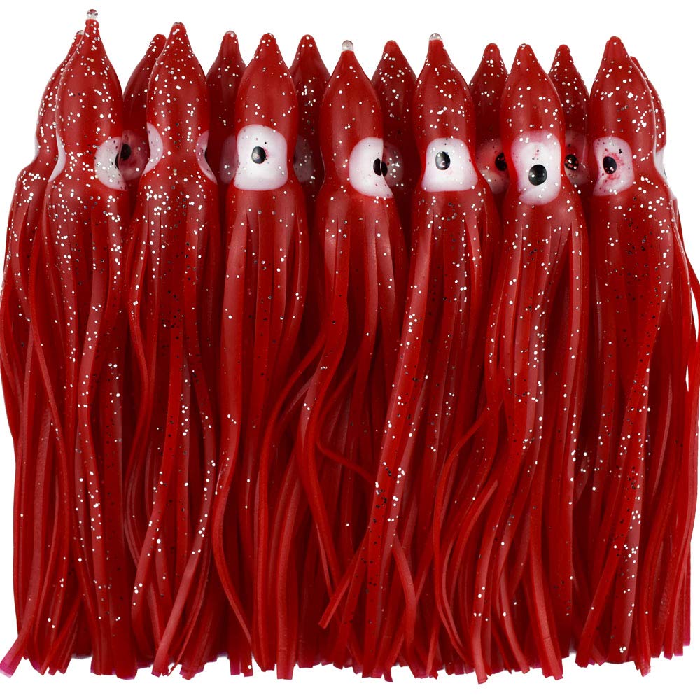 30pcs Octopus Squid Fishing Skirts - 12cm/4.75" Soft Plastic Trolling Lures, Saltwater Mix Colors
