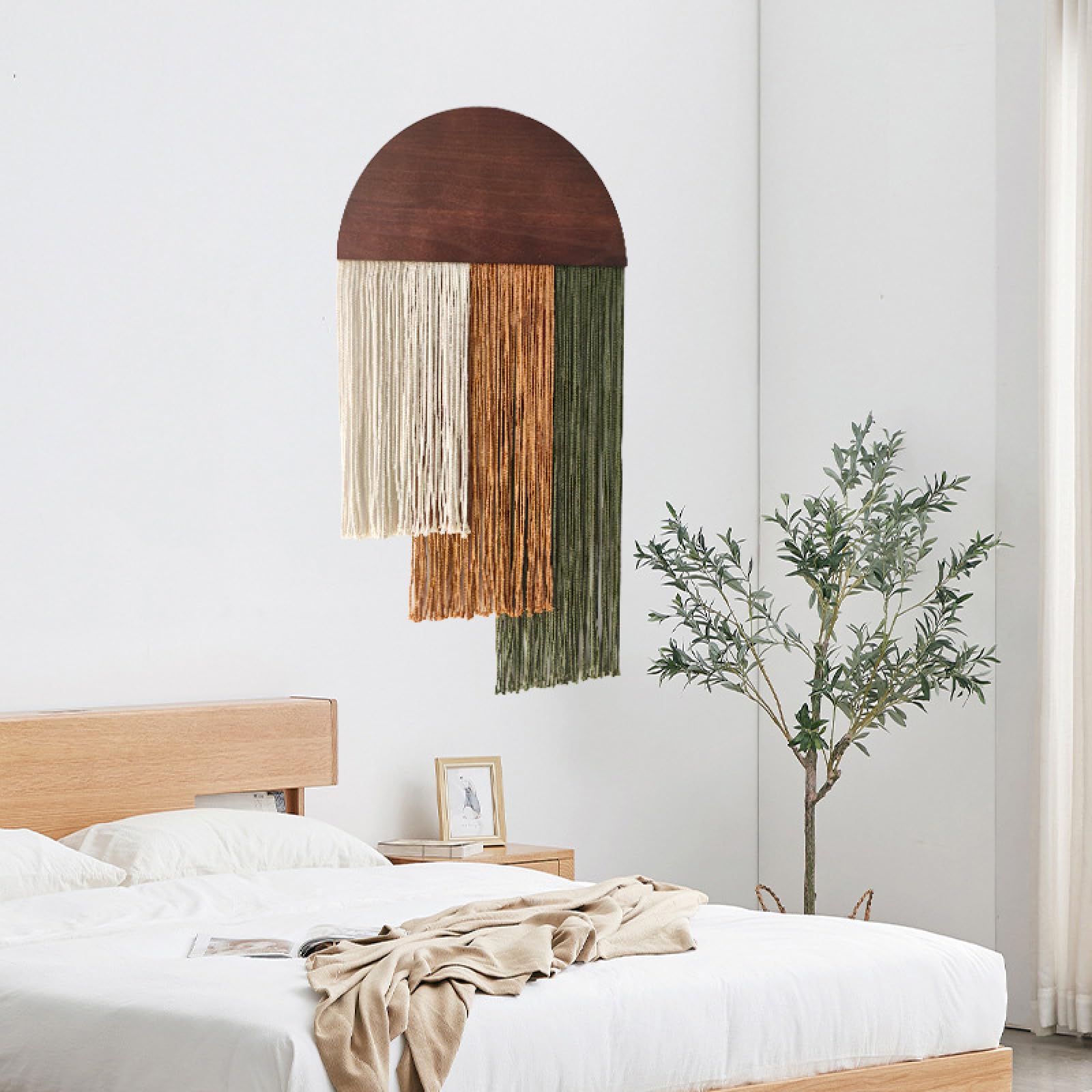 YHXBD 3 szt. makrama do powieszenia na ścianie boho szykowne trzy kolory frędzle tkany gobelin sztuka ścienna dekoracja do sypialni salonu biura mieszkania ozdoba, A-01, 40 x 75 cm
