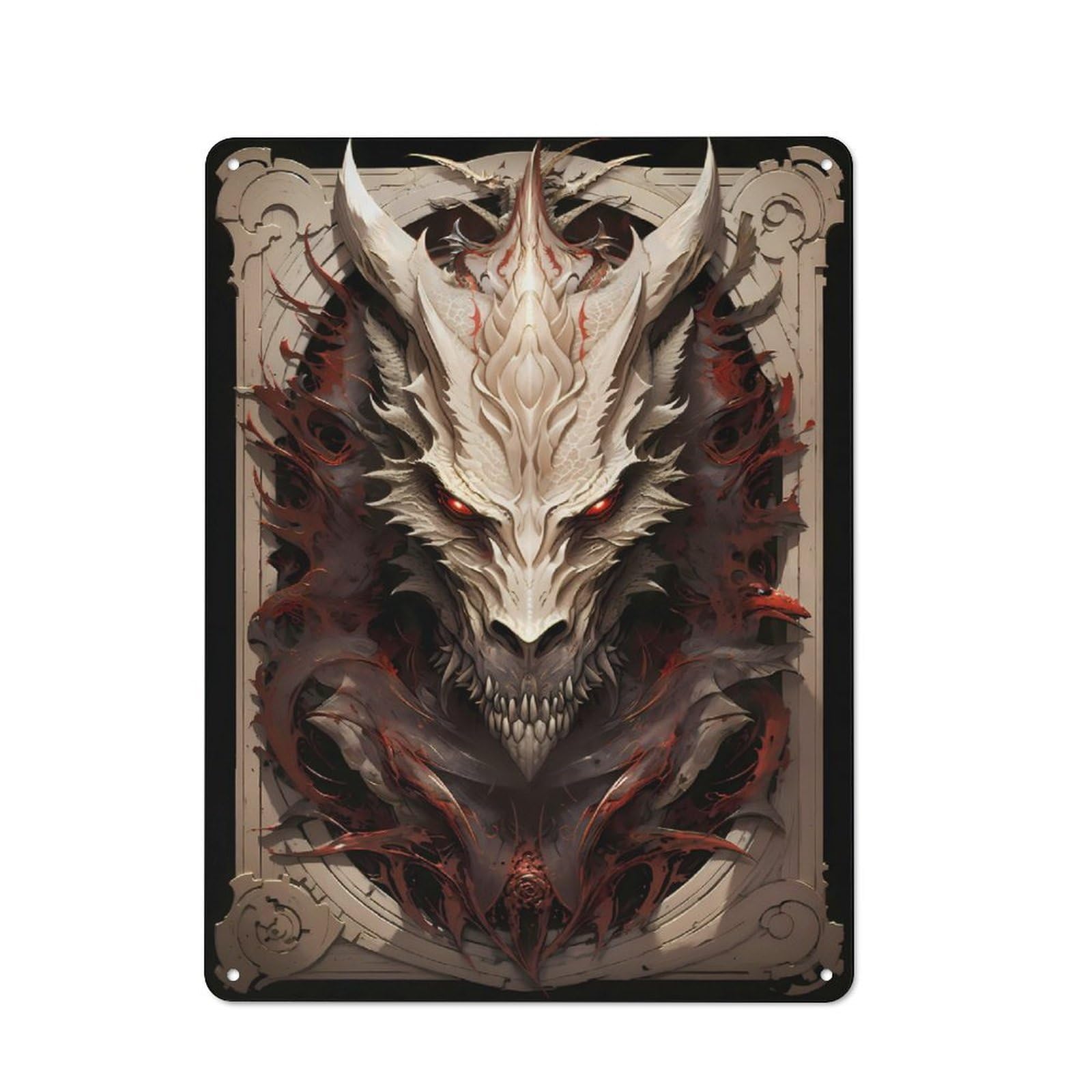 Elder Dragon Understated Metal Wall Decor 40x30cm, Office Metal Sign for Office, Study, Studio Or Hallway