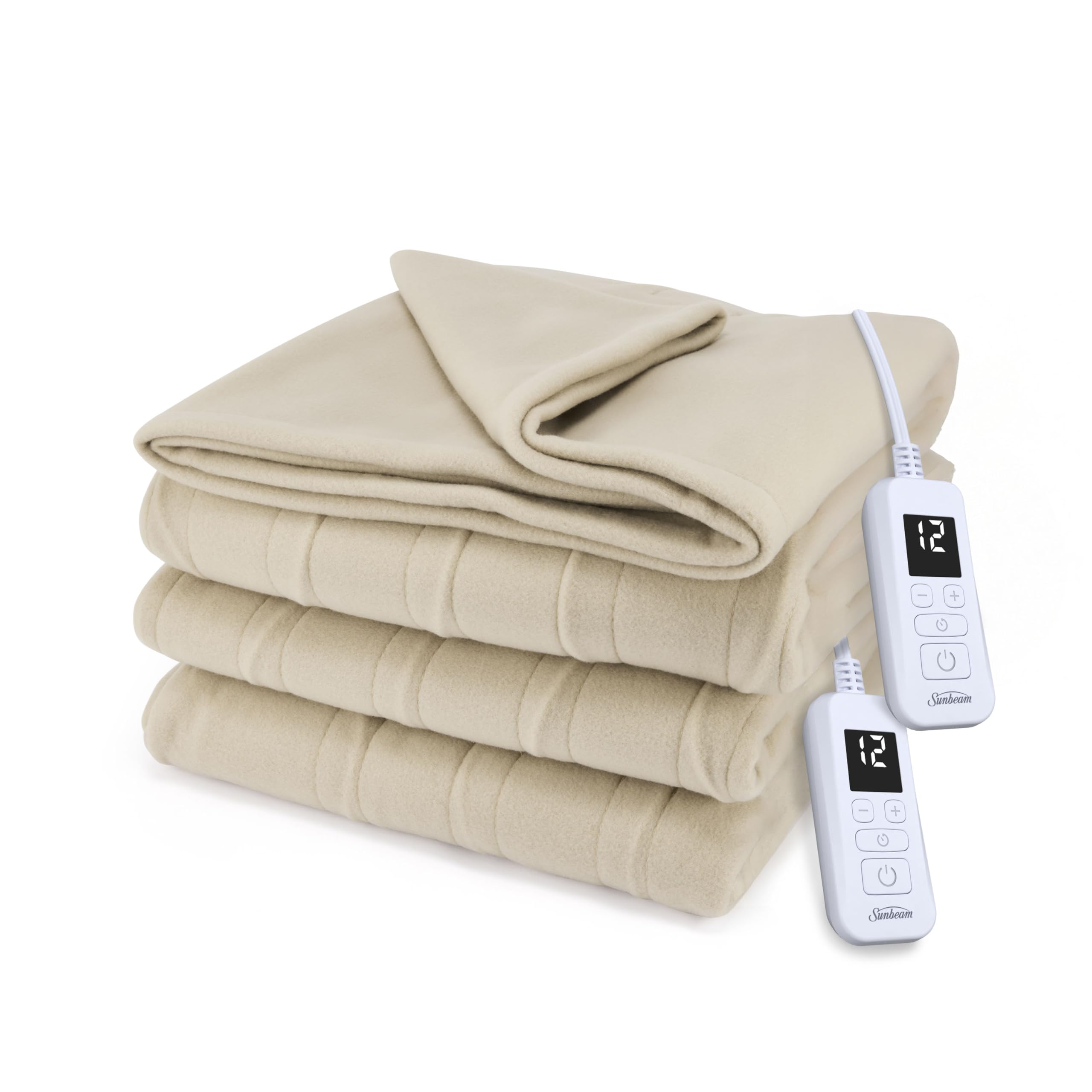 Photo 1 of Sunbeam Royal Ultra Fleece Heated Electric Blanket Queen Size, 90" x 84", 12 Heat Settings, 12-Hour Selectable Auto Shut-Off, Fast Heating, Machine Washable, Warm and Cozy, Pebble