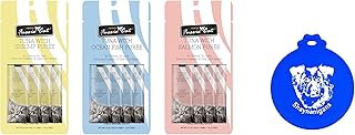 Fussie Cat Puree Grain Free Treat in 3 Flavor Bundle: 1 Tuna with Salmon, 1 Tuna with Ocean Fish & 1 Tuna with Shrimp (3 Four-Tube Packs, 12 Tubes Total.5 Oz per Tube) Plus Shaynanigans Silicone Lid