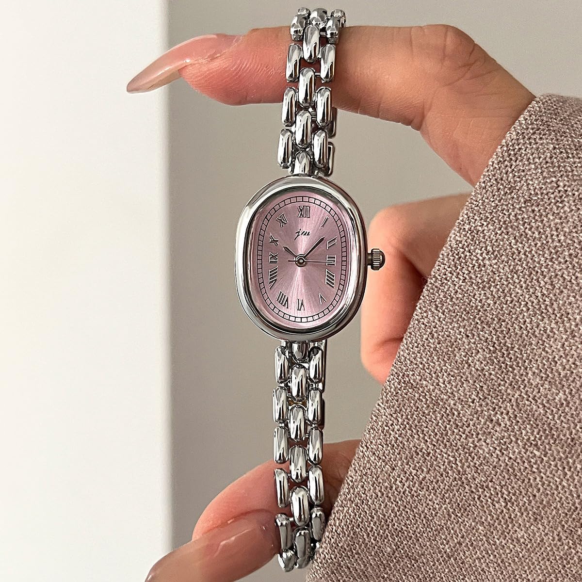 PASOY Women’s Bracelet Watch Small Face – Elegant Oval Quartz Analog Wristwatch with Metal Link Band, Gold & Silver Options, Slim Roman Numeral Dial Dress Watch for Ladies