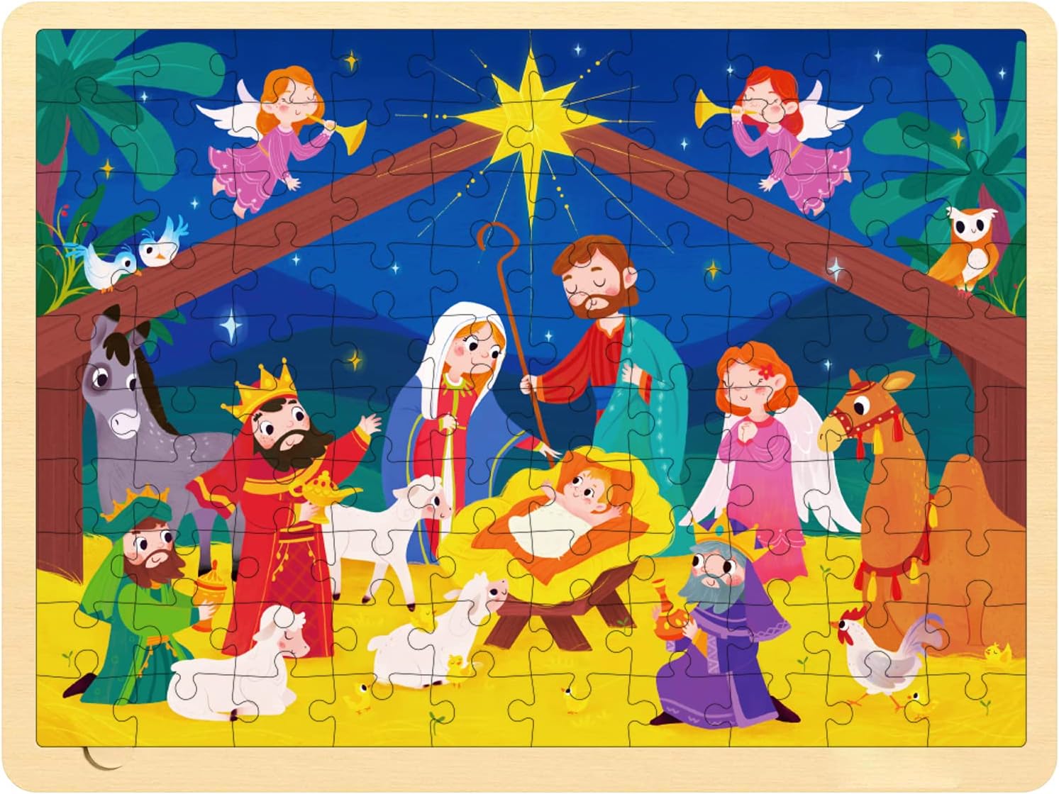 MoinKidz Nativity Scene 100 Piece Puzzles for Kids Ages 48