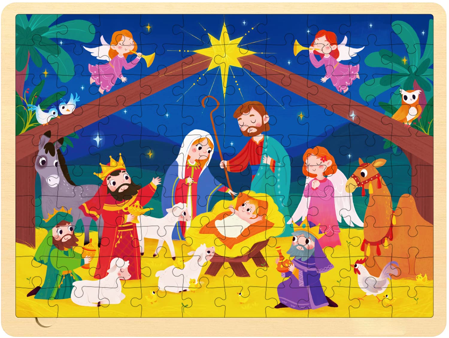 Amazon.com: MoinKidz Nativity Scene 100 Piece Puzzles for Kids