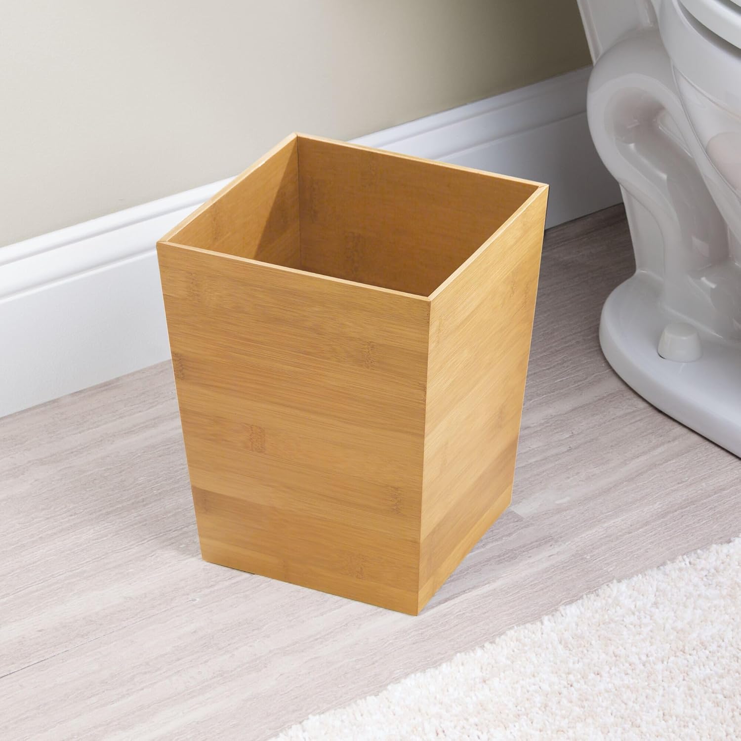 iDesign Small Bamboo Bathroom Trash Can - Set of 2 - Natural