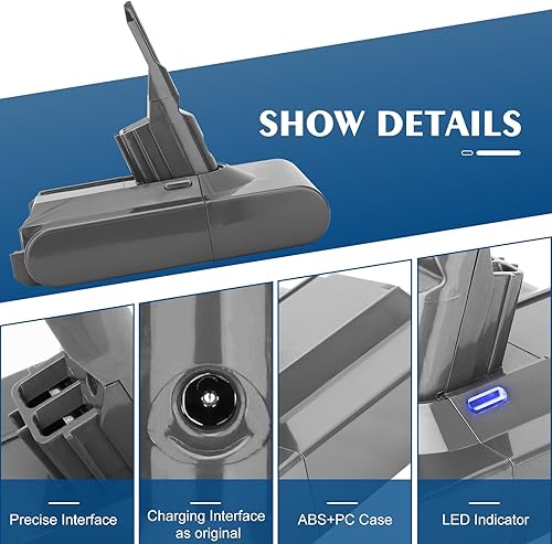 Miniatura 3 de Paquete de 1 repuesto de iones de litio de 21.6 V 5000 mAh para batería V8, compatible con batería V8 V8 Absolute V8 Animal V8 Motorhead V8 Fluffy