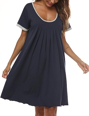 Night Dress Short Sleeve Sleep Shirt 