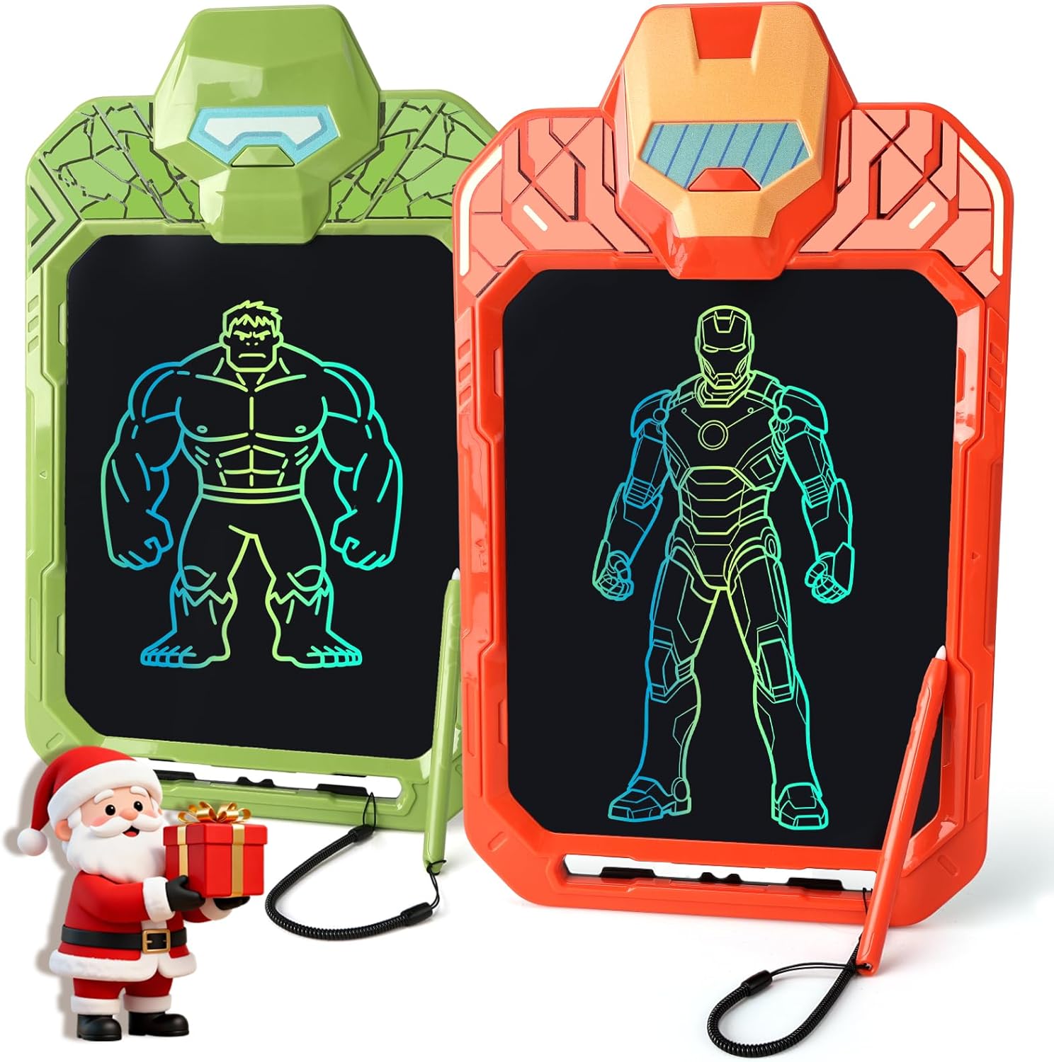 LCD Writing Tablet for Kids 10 Inch Iron Hero & Green Giant Hero Drawing Board for Boys 3 4 5 6 7 Erasable Drawing Pad with Lanyard High Definition Color Doodle Board Travel Toy Birthday Gift for Todd
