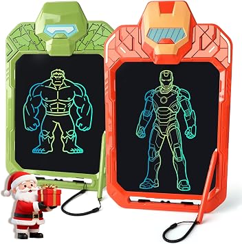 LCD Writing Tablet for Kids 10 Inch Iron Hero & Green Giant Hero Drawing Board for Boys 3 4 5 6 7 Erasable Drawing Pad with Lanyard High Definition Color Doodle Board Travel Toy Birthday Gift for Todd