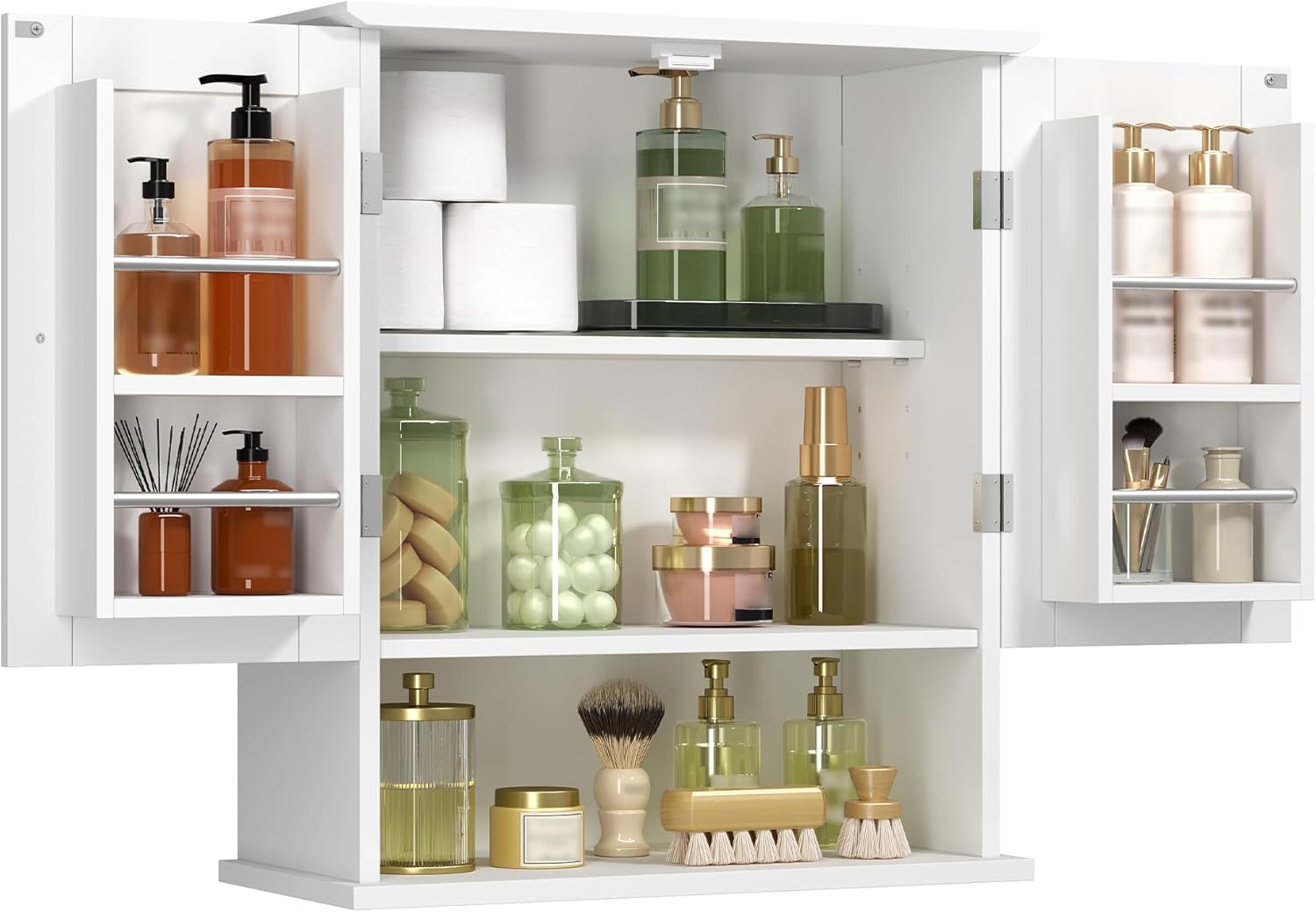 ChooChoo Kitchen Cabinet Wall Mounted, Laundry Room Cabinet with Door Shelves, Bathroom Wall Cabinet with Adjustable Shelf, Medicine Cabinet for Bathroom, Kitchen, Laundry Room, White