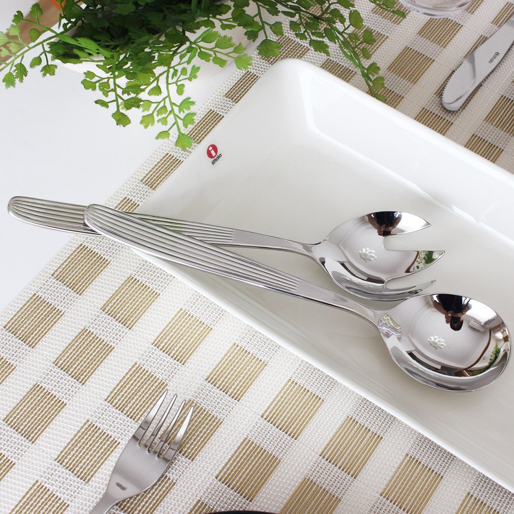 Iittala Scandia Salatbesteck Servierset 2tlg. aus Edelstahl hergestellt, spülmaschinengeeignet in der Farbe Silber, Länge: 23 cm, 1016517