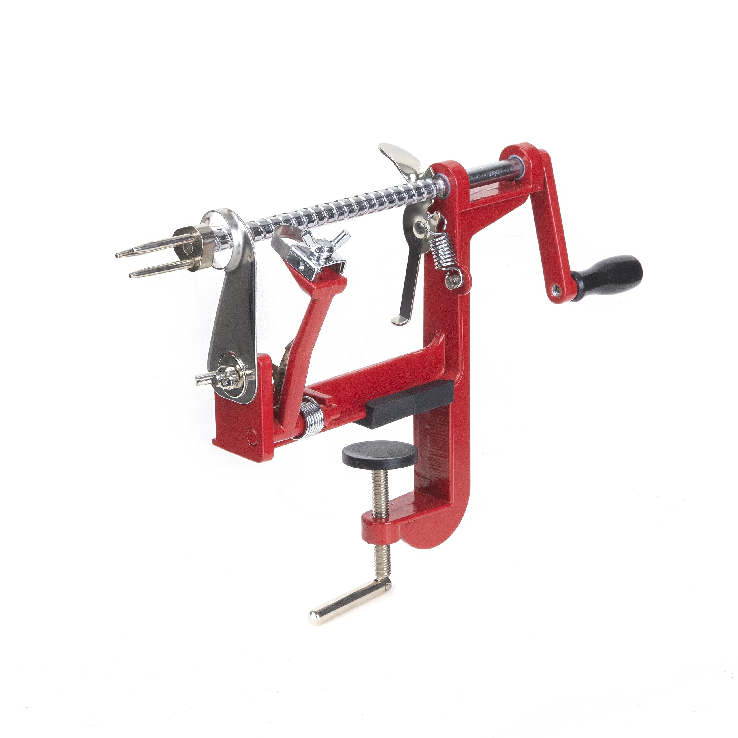 Apple peeler and corer with Powerful clamp base Apple peeler slicer corer with stainless steel blades for pears potato peelers (Red)