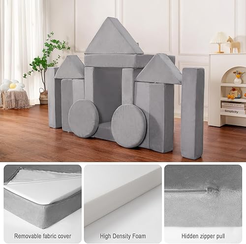 Miniatura 4 de Sofá modular de juego para niños, 15 piezas, juego de sofá convertible para niños y niñas, sofá de juego de espuma para niños y niñas, muebles